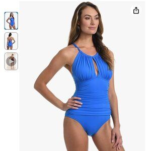 La Blanca Women's One Piece Swimsuit High Neck Keyhole Island Goddess